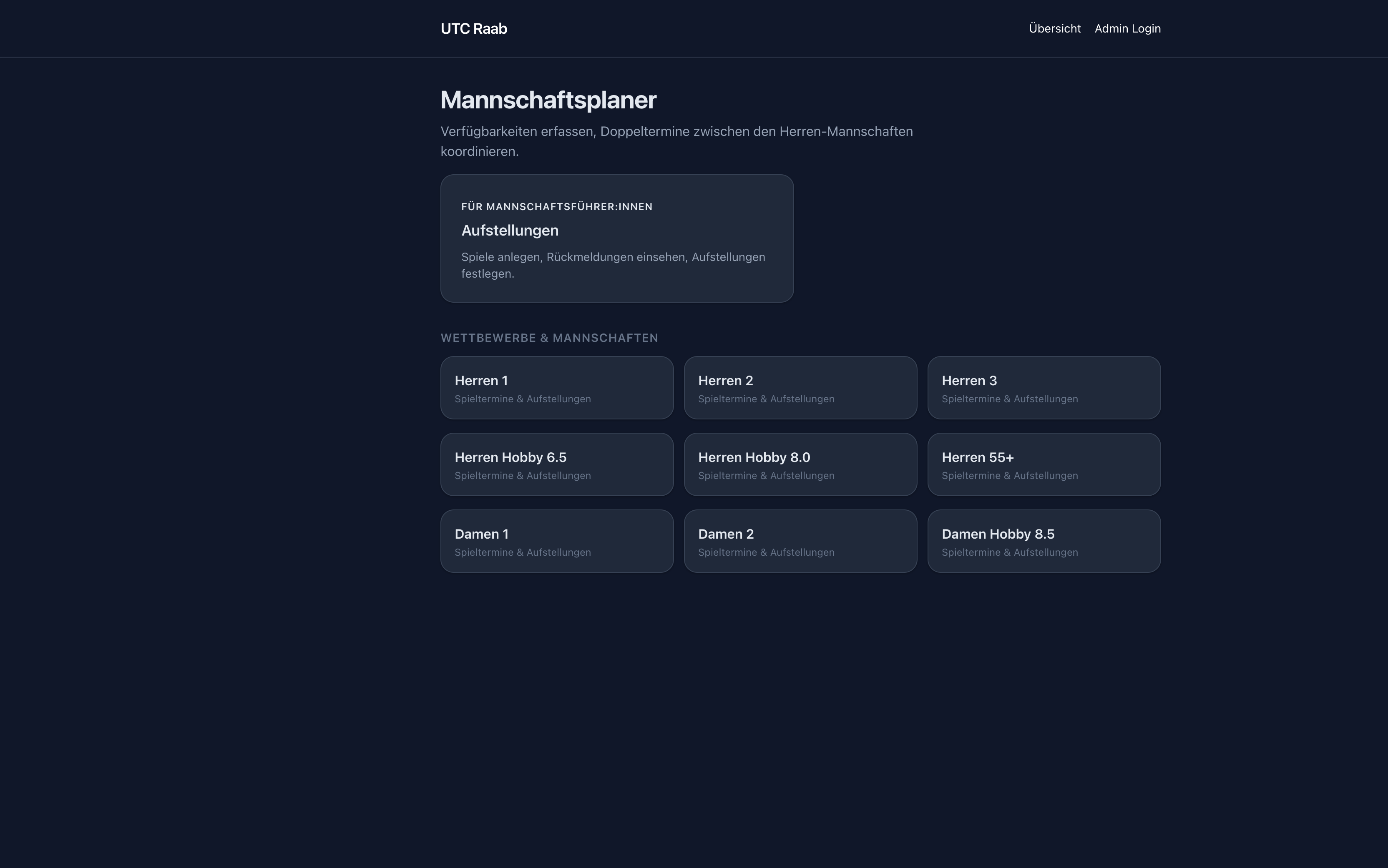 UTC Raab Mannschaftsplaner